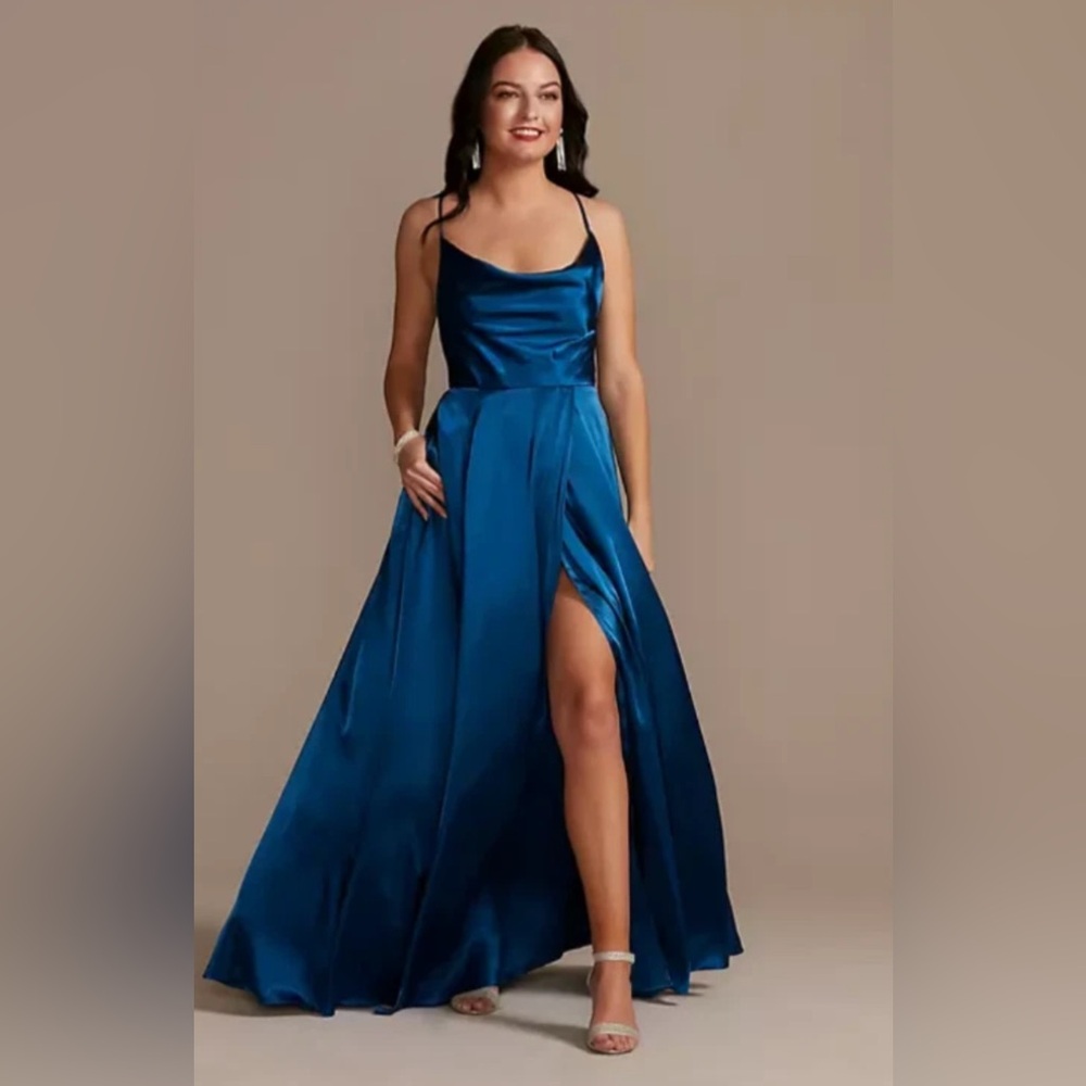 David’s Bridal Elegant Blue Evening Gown